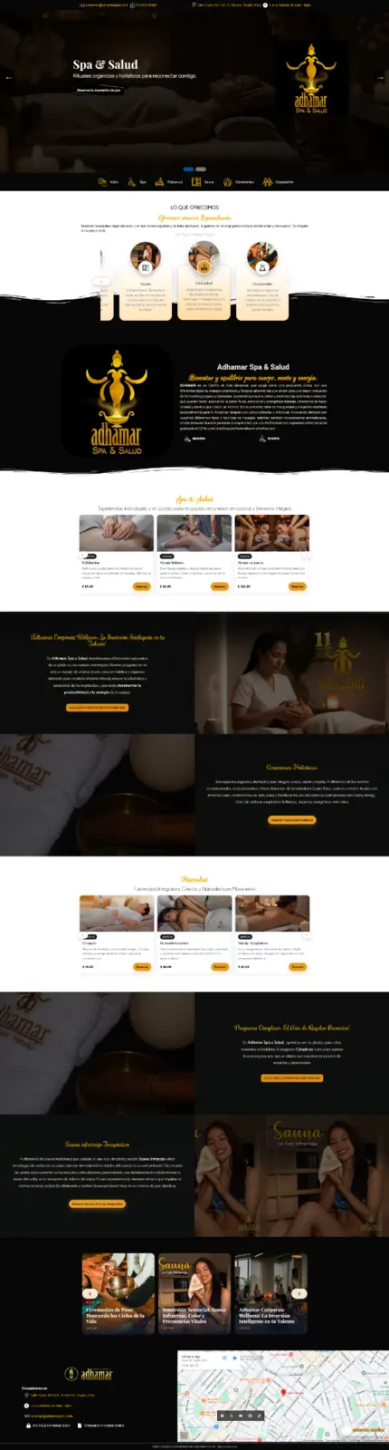 Adhamar Spa: sitio web, reservas y punto de venta